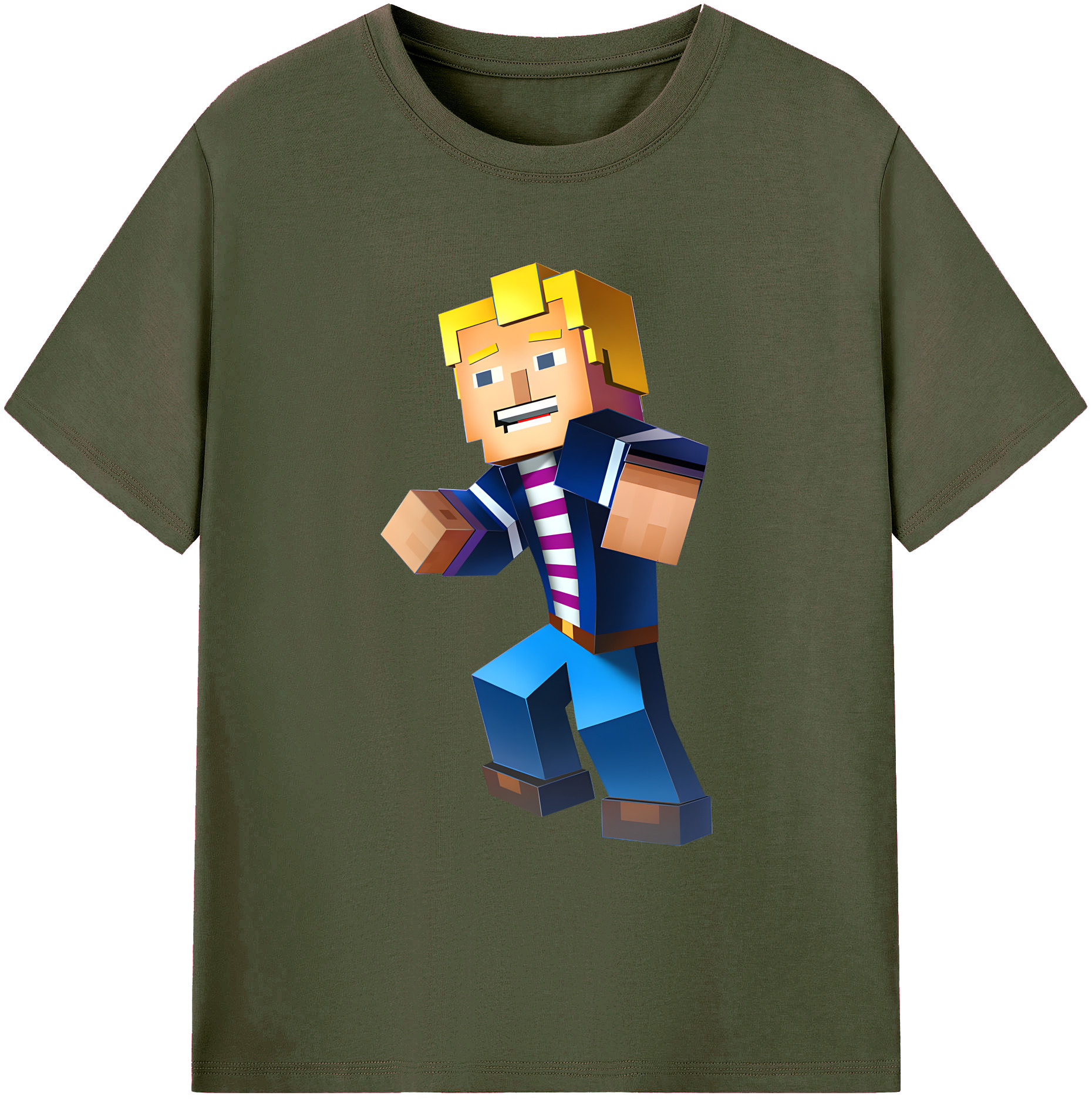 （画像用） マインクラフト ブロックの世界 Minecraft MC Block world 綿100％ メンズ半袖Tシャツ｜肌触りやわらか＆通気性